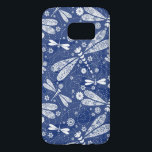Blue and white dragonflies pattern samsung galaxy s7 case<br><div class="desc">Cool blue and white dragonflies seamless pattern.</div>