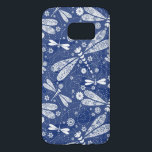 Blue and white dragonflies pattern samsung galaxy s7 case<br><div class="desc">Cool blue and white dragonflies seamless pattern.</div>