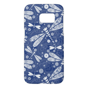 Blue and white dragonflies pattern samsung galaxy s7 case