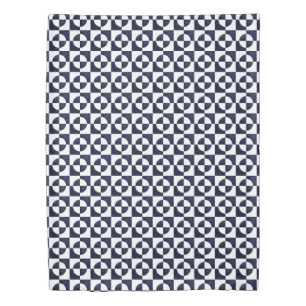 Blue-and-White Drunkard's Path Quilt Duvet Cover