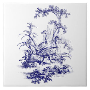 Blue and White Ducks Ceramic Tile