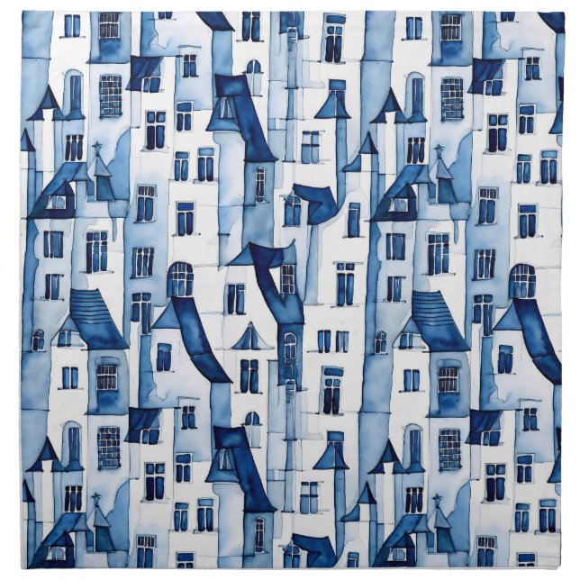 Blue and white Dutch house Cloth Napkin (Front)
