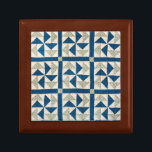 Blue and White Dutchman's Puzzle Patchwork Quilt Gift Box<br><div class="desc">This lovely quilt gift box features the design of a Dutchman's Puzzle pinwheel pattern patchwork quilt by twentieth-century American craftsman Ira Blount. The geometric shapes, in tones of blue, white and grey, create a pleasing, overall motif. A traditional, rustic look that also has a contemporary, graphic feel, use this box...</div>