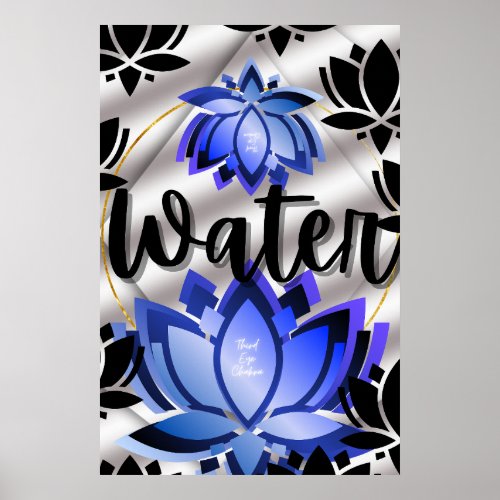 Blue and White Earth Heart Chakra Poster
