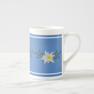 Blue and White Edelweiss  Bone China Mug