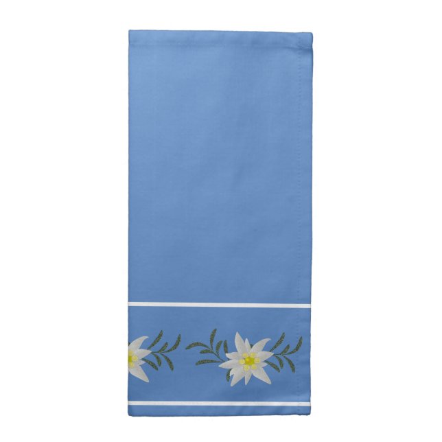 Blue and White Edelweiss Cloth Napkin (Half Fold)