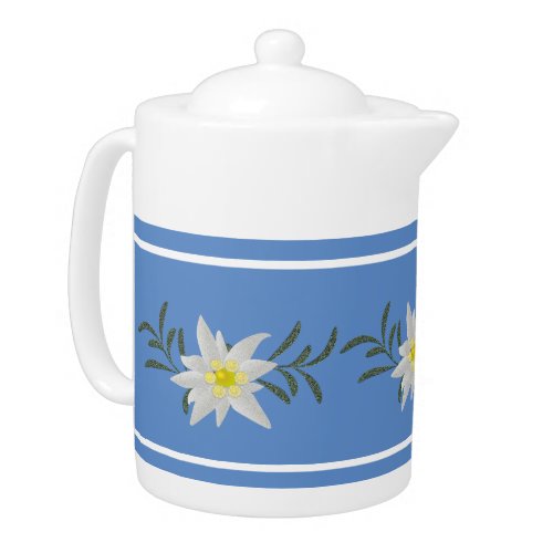 Blue and White Edelweiss Teapot