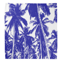 Blue and White Effect Palm Trees Design
