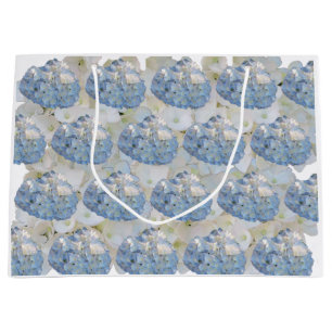 Blue and White Elegant Hydrangeas Large Gift Bag