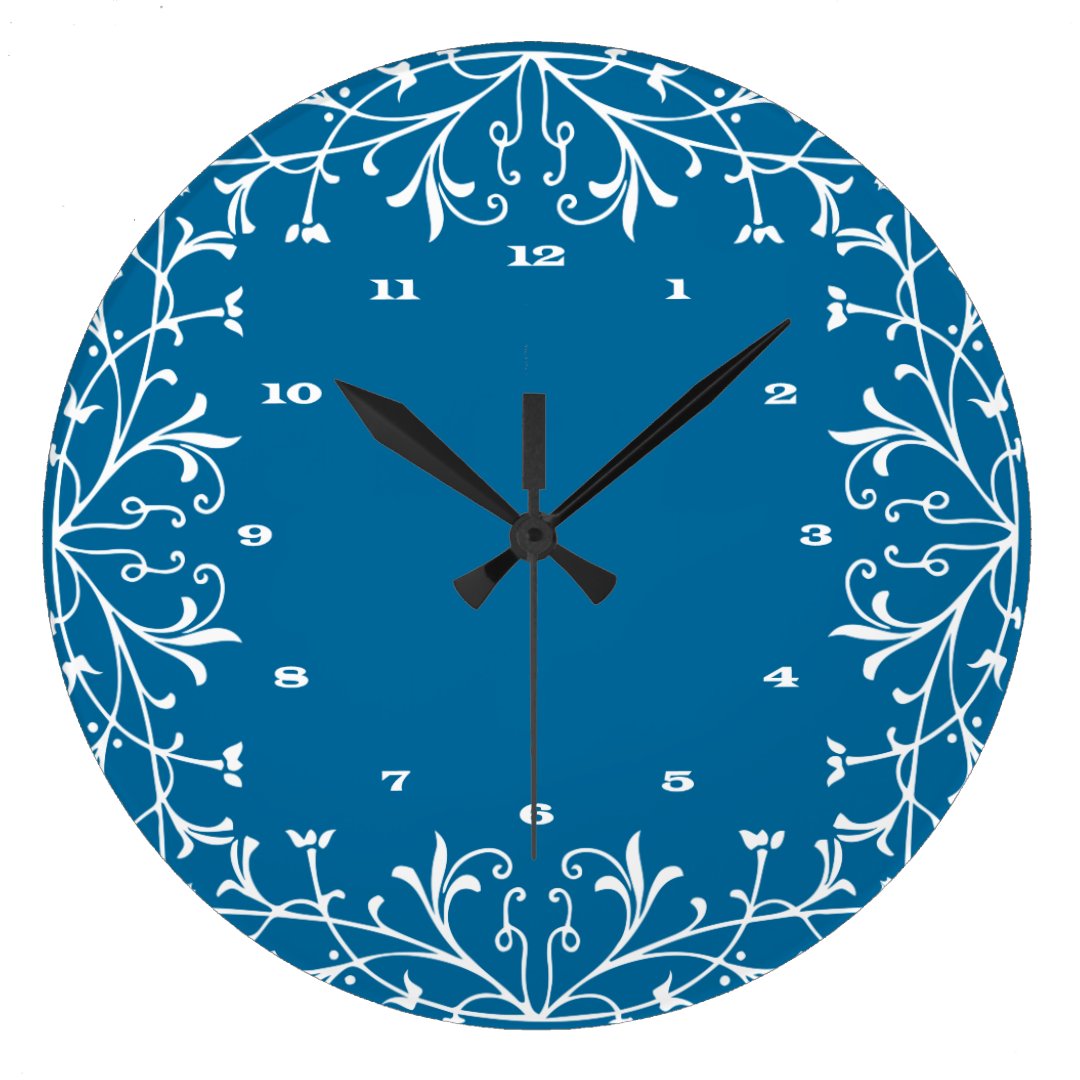 Blue and White Elegant Kitchen Clock | Zazzle