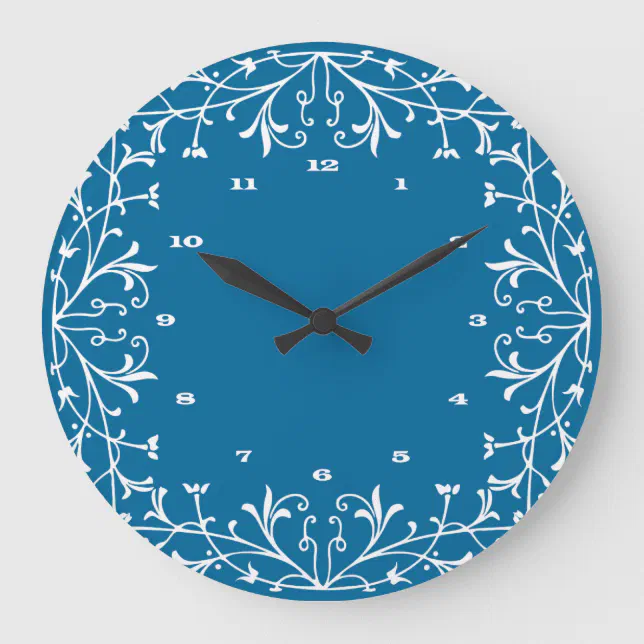 Blue and White Elegant Kitchen Clock | Zazzle