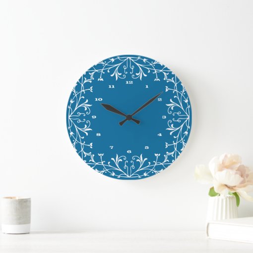 Blue and White Elegant Kitchen Clock | Zazzle