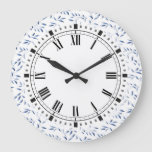 Blue And White Elegant Willow Pattern Large Clock at Zazzle