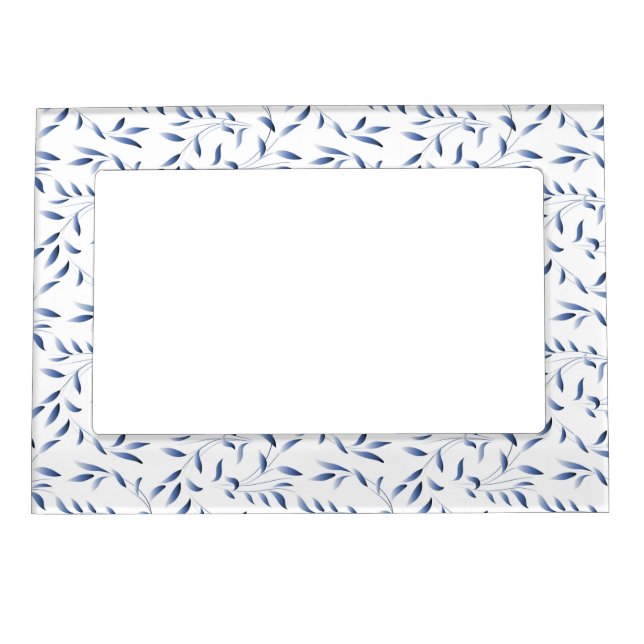 Blue and White Elegant Willow Pattern Magnetic Photo Frame (Front)