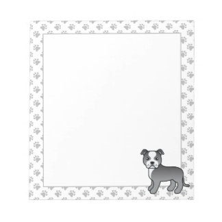 Blue And White English Staffie Cute Cartoon Dog Notepad