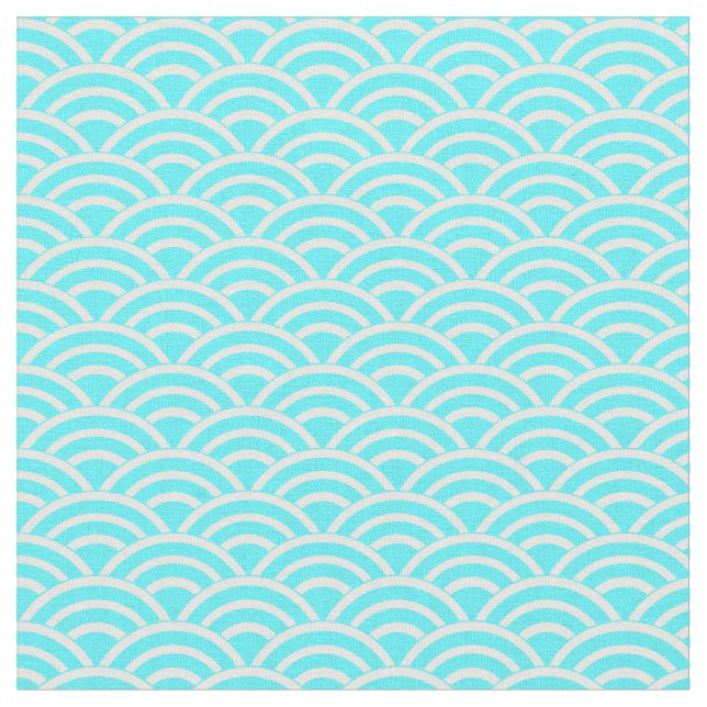 Blue and White Fans Fabric (Close Up)