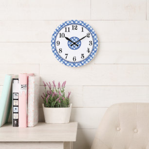 Blue and White Farmhouse Large Clock