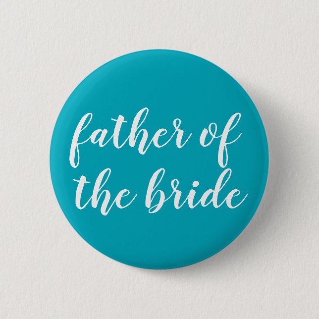 Blue and white "father of the bride" button (Front)