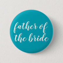 Blue and white "father of the bride" button
