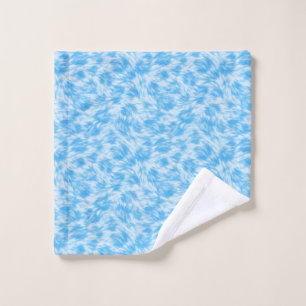 Blue and white faux fur effect wash cloth