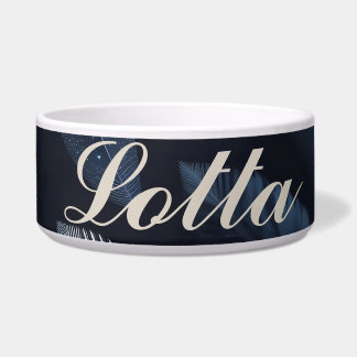 blue and white feathers bowl