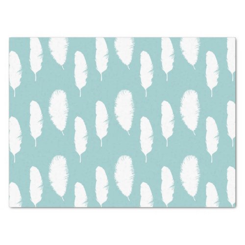 Blue and White Feathers Tissue Paper