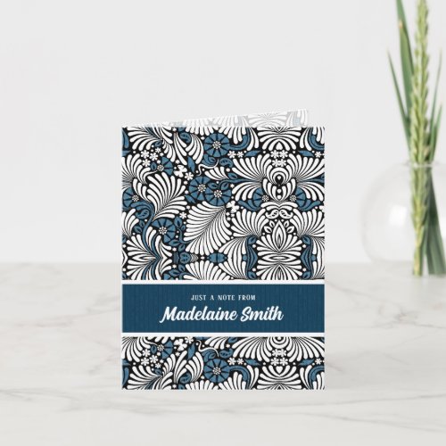 Blue and White Fern Deluxe Style Blank Note Card