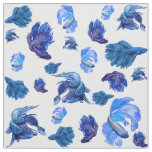 Blue and white fighting fish fabric