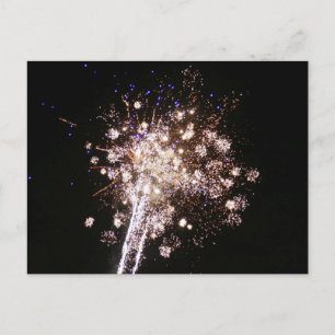 Blue and White Fireworks Postcard