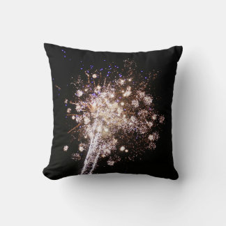 Blue and White Fireworks Throw Pillow