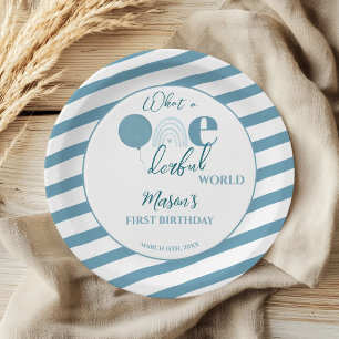 Blue and White First Birthday Party OneDerful Paper Plates