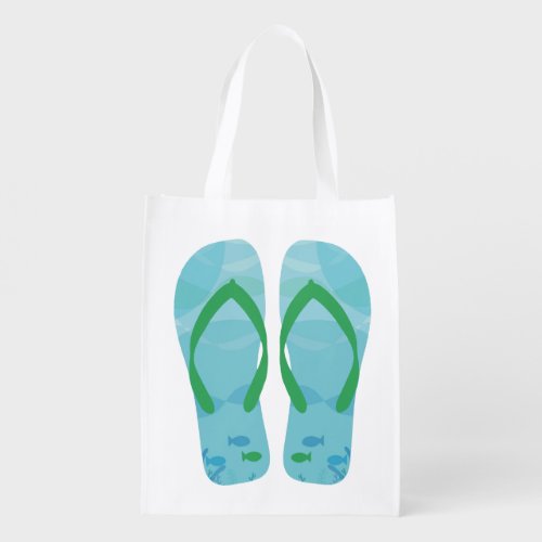 Blue And White Fish Beach Summer Flip Flops Bag