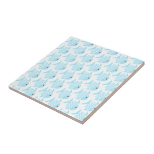 Blue And White Fish Design Tile