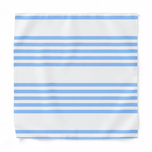 Blue and white five stripes pattern bandana (Front)