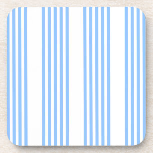 Blue and white five stripes pattern beverage coaster