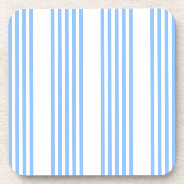 Blue and white five stripes pattern beverage coaster (Front)