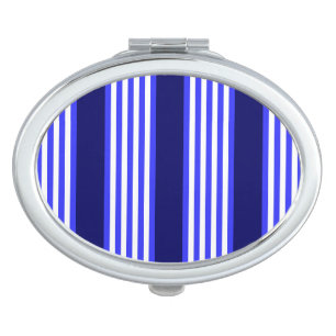 Blue and white five stripes pattern compact mirror