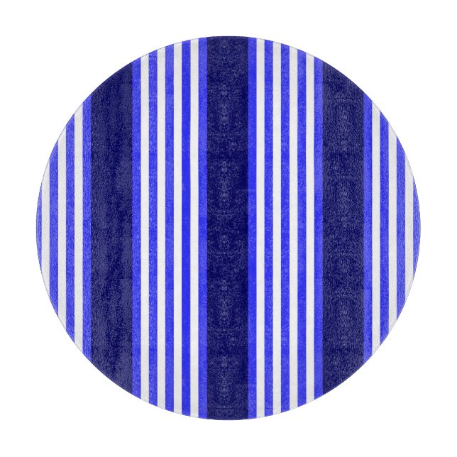 Blue and white five stripes pattern cutting board (Front)