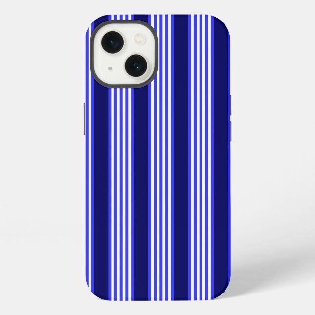 Blue and white five stripes pattern iphone case (Back)