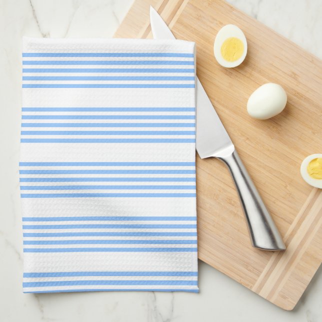 Blue and white five stripes pattern kitchen towel (Quarter Fold)