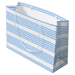Blue and white five stripes pattern large gift bag