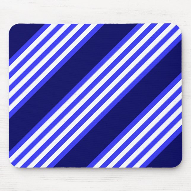 Blue and white five stripes pattern mouse pad (Front)