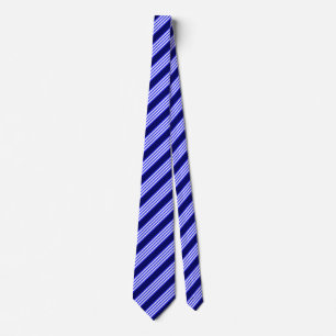 Blue and white five stripes pattern neck tie