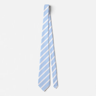 Blue and white five stripes pattern neck tie