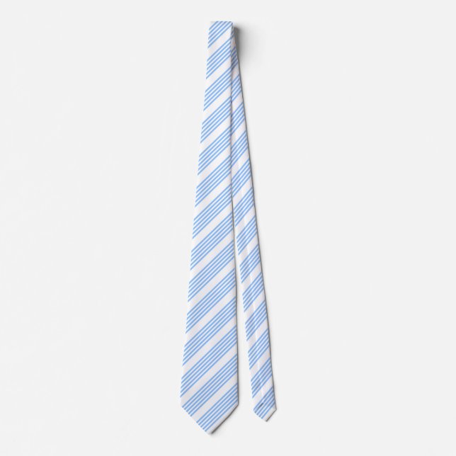Blue and white five stripes pattern neck tie (Front)