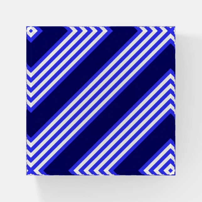 Blue and white five stripes pattern paperweight (Front)