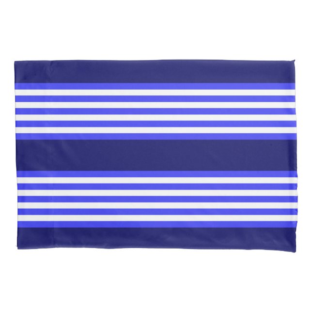 Blue and white five stripes pattern pillow case (Front)