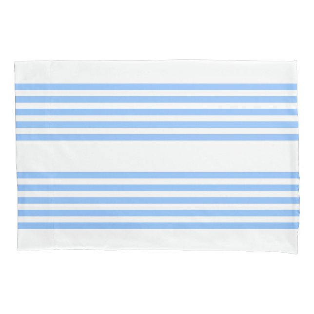 Blue and white five stripes pattern pillow case (Front)