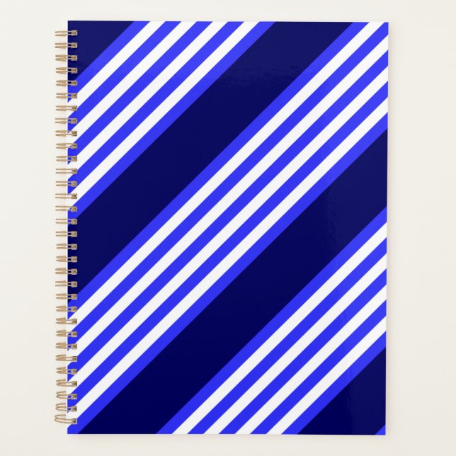 Blue and white five stripes pattern planner (Front)