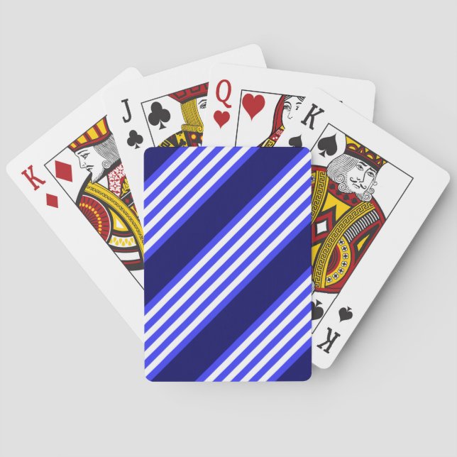 Blue and white five stripes pattern poker cards (Back)